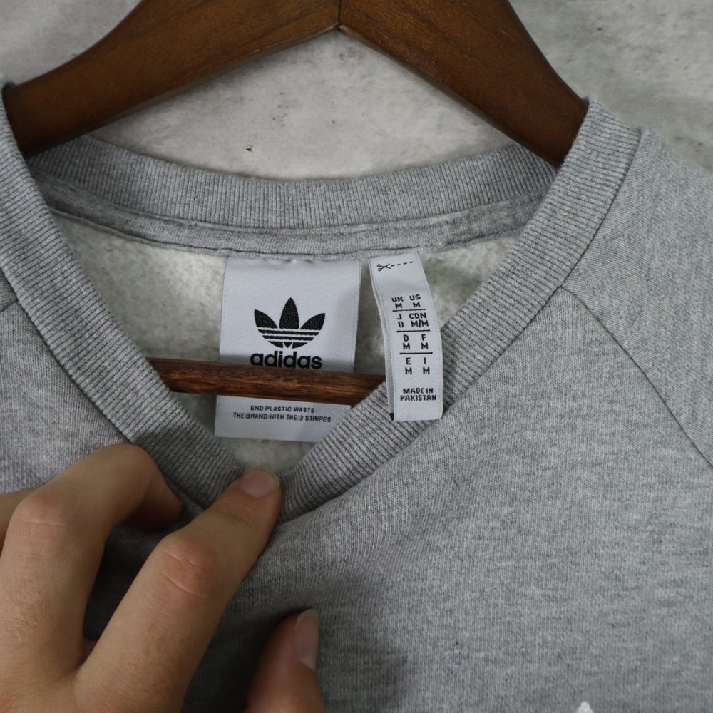 Adidas Originals Trefoil Crewneck Medium Grey Heather Pullover - Picture 4 of 6